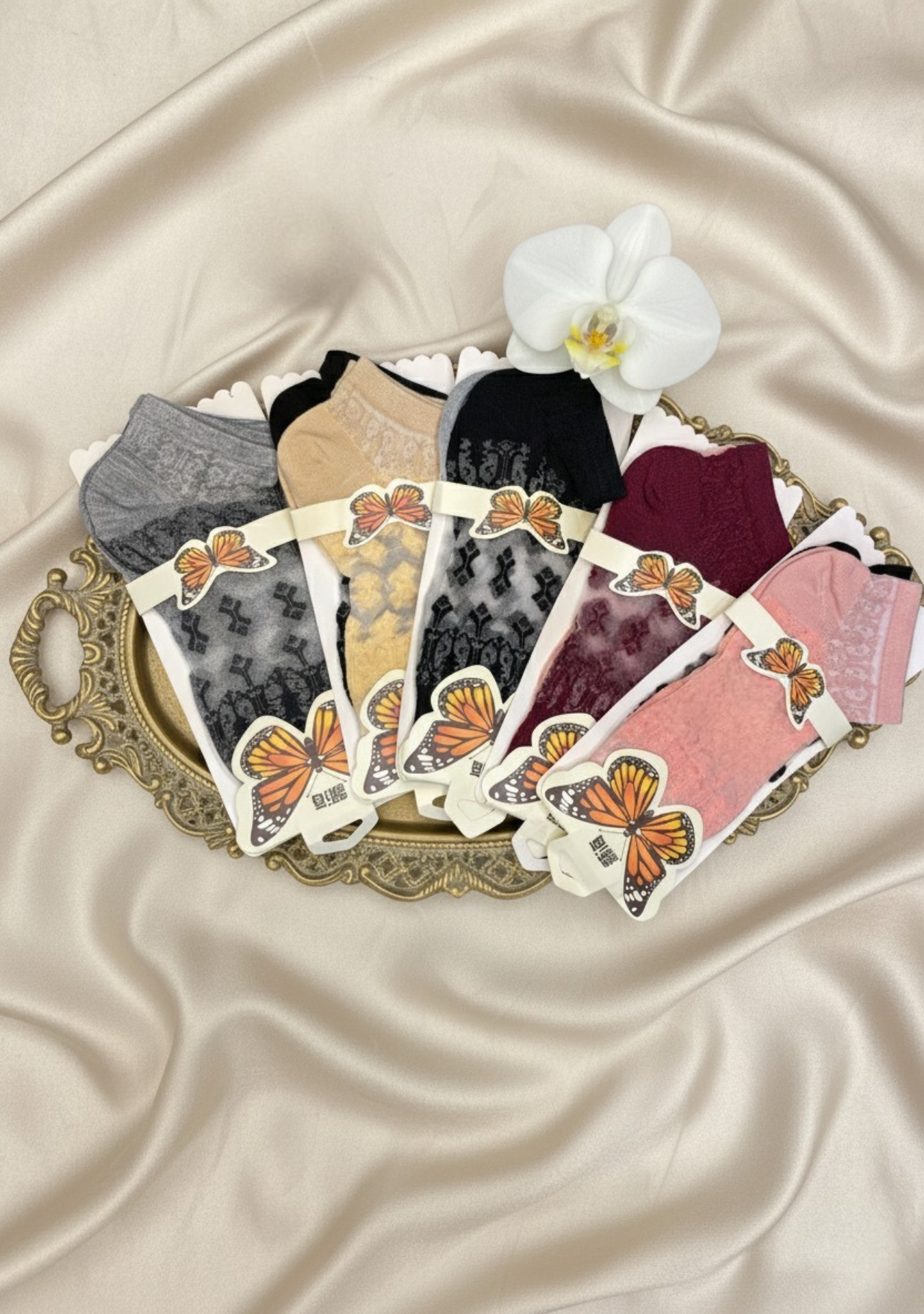 Elegant Butterfly Lace Socks – 5 Colors