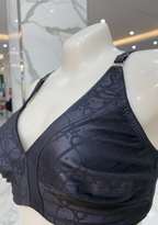 Premium Black Self-Printed Cotton Jersey Bra