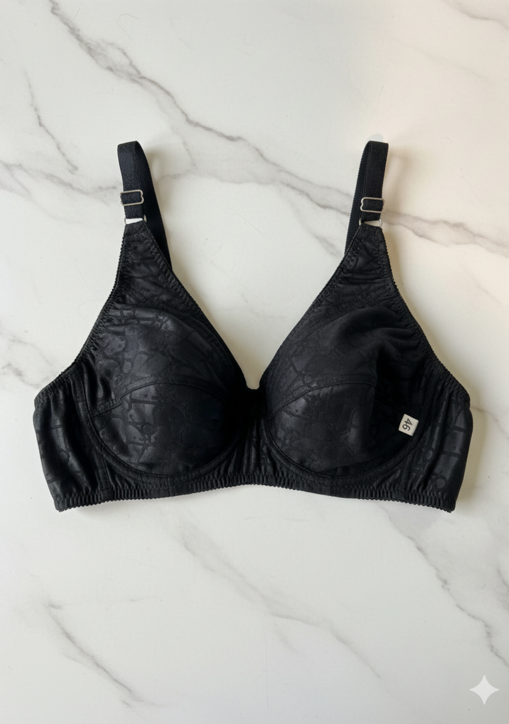 Premium Black Self-Printed Cotton Jersey Bra