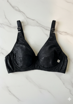 Premium Black Self-Printed Cotton Jersey Bra