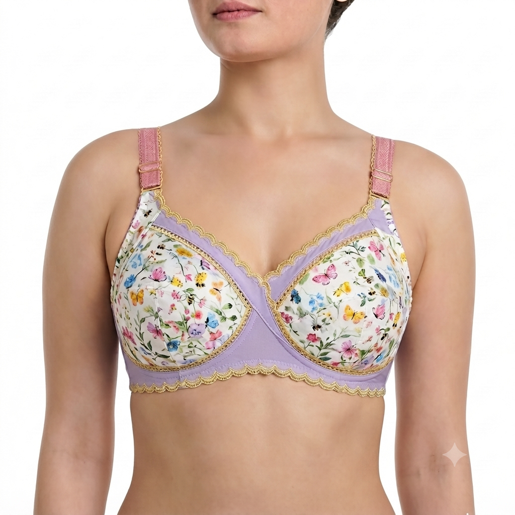 Pack of 5 Printed Cotton Bras in Random Prints-Soft & Premium