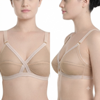 Pack of 5 Cross Belt Cotton Net Bra -Soft & Breathable