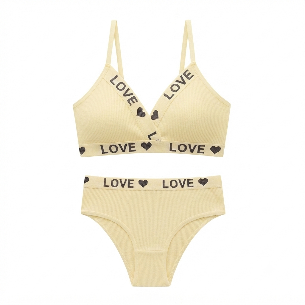Love Bra & Panty Set | Soft Comfortable Matching Lingerie Set for Women