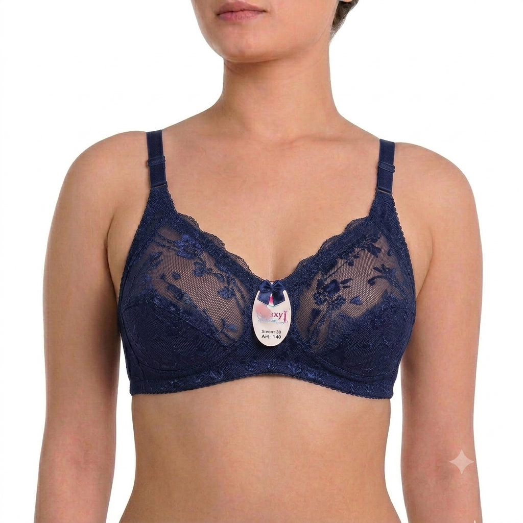 Cotton Jersey Fancy Net Bra | Soft Full Coverage Bra