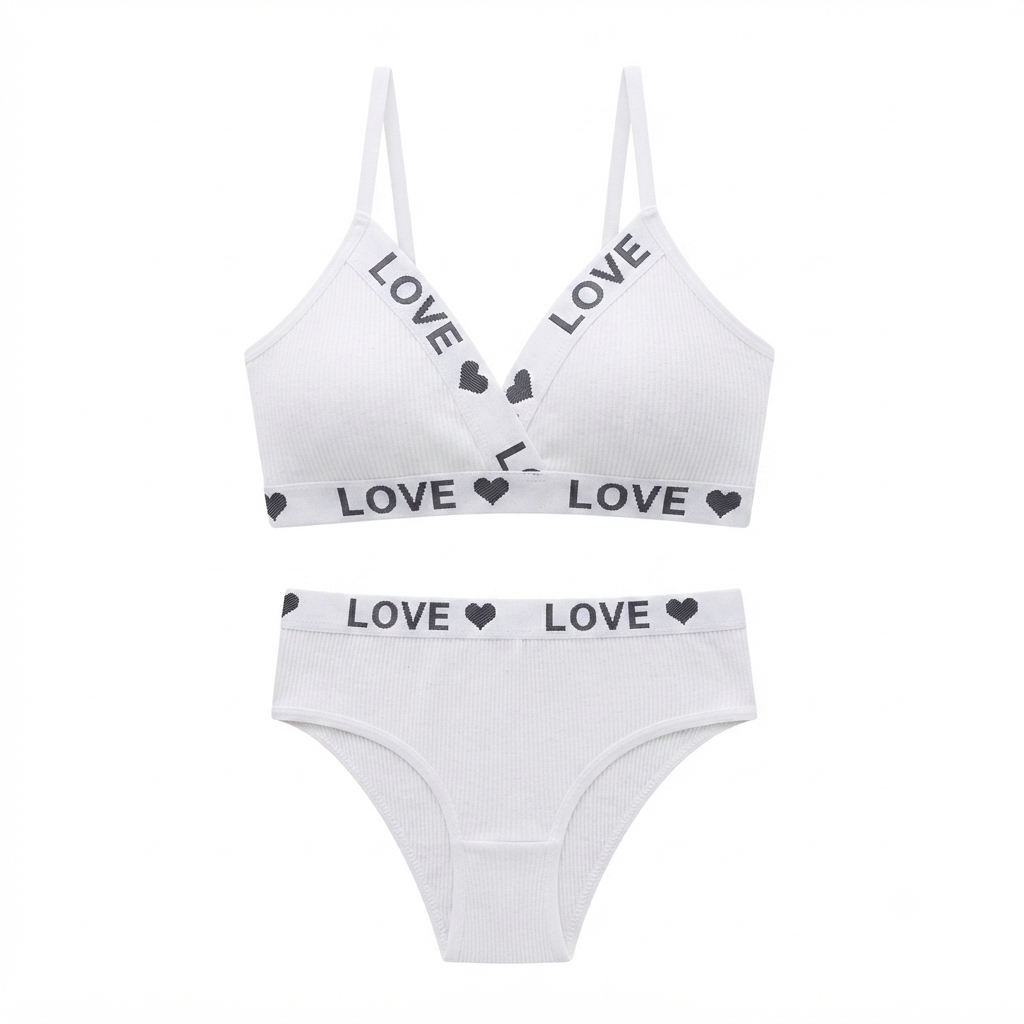 Love Bra & Panty Set | Soft Comfortable Matching Lingerie Set for Women