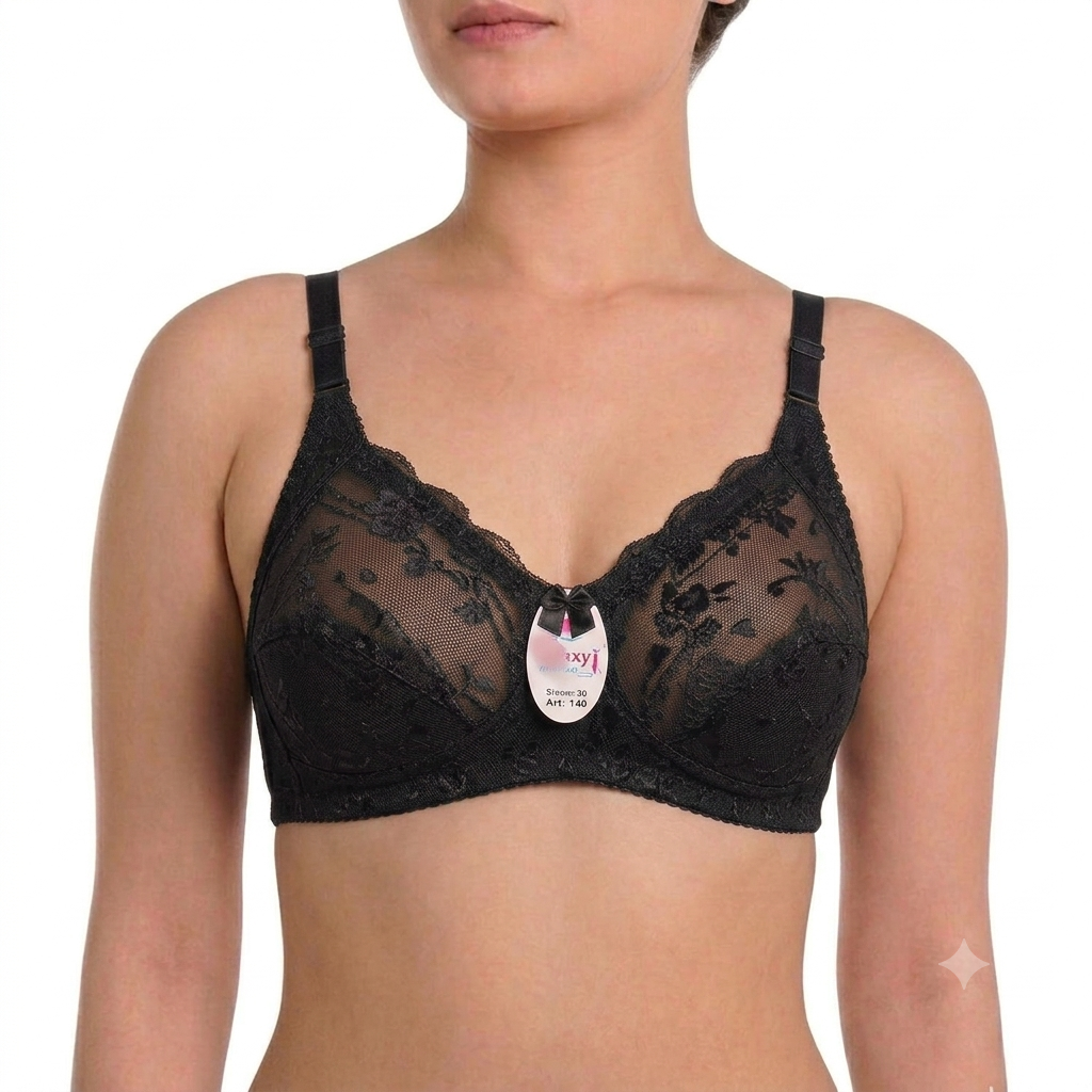Cotton Jersey Fancy Net Bra | Soft Full Coverage Bra