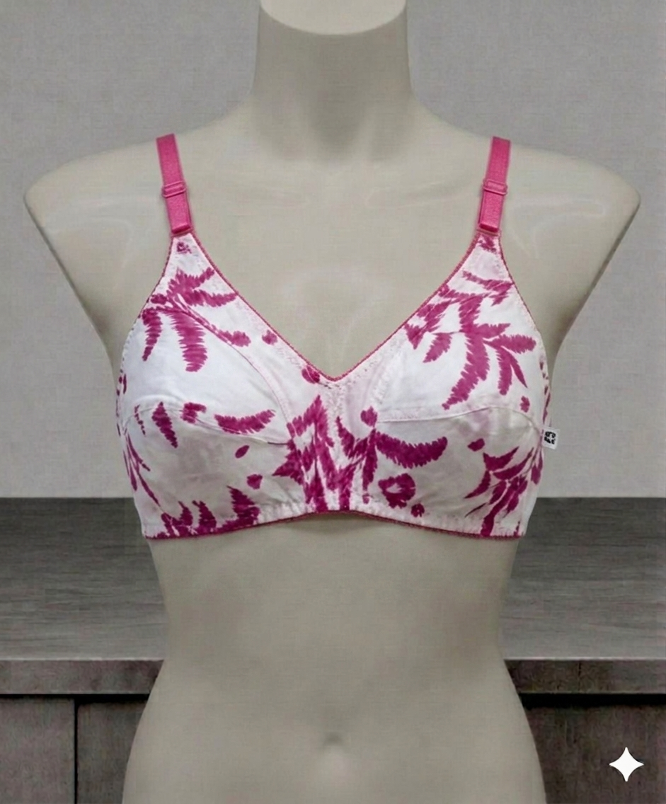Pack of 5 Women’s Printed Cotton Bras | Breathable Everyday Comfort Bra | Soft Full Coverage Daily Wear Lingerie