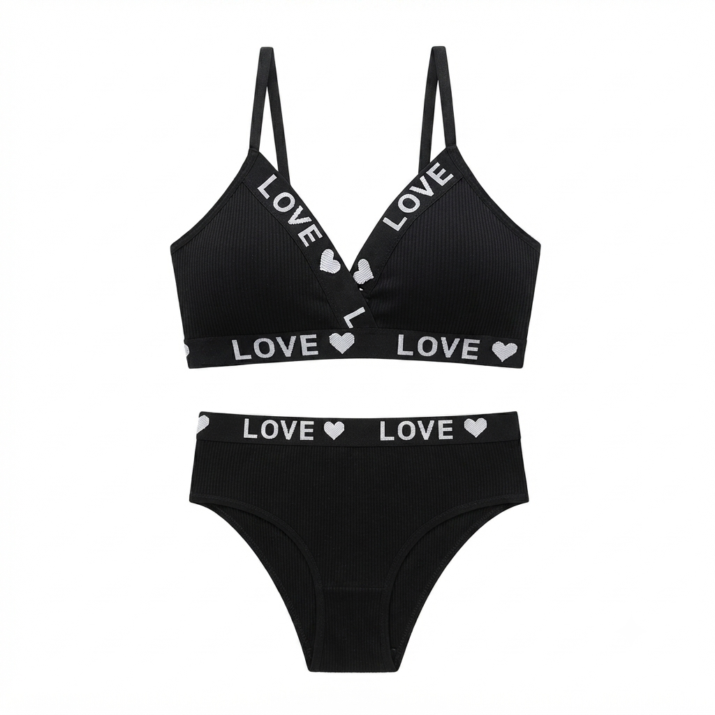 Love Bra & Panty Set | Soft Comfortable Matching Lingerie Set for Women