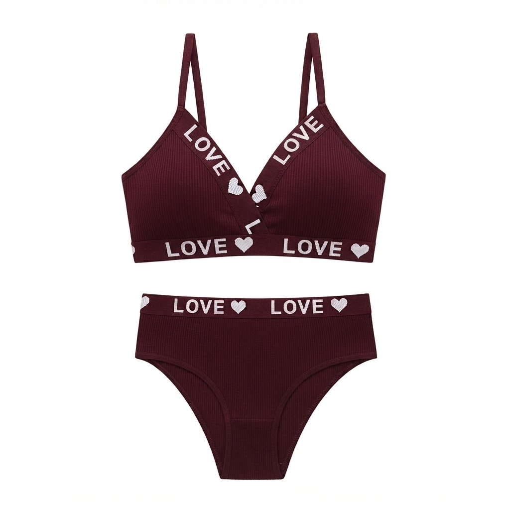 Love Bra & Panty Set | Soft Comfortable Matching Lingerie Set for Women