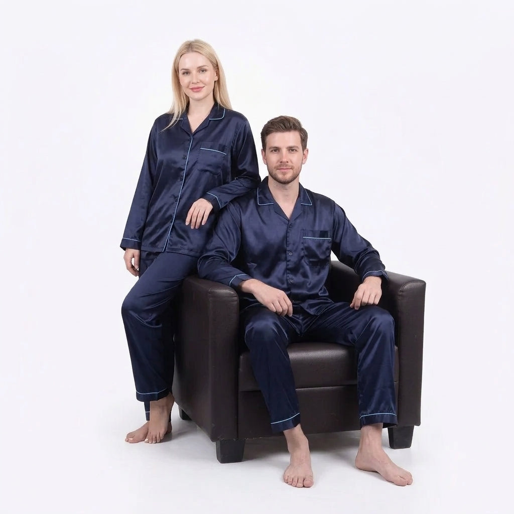 Couple Silk Night Suit Set | Matching Satin Sleepwear for Him & Her