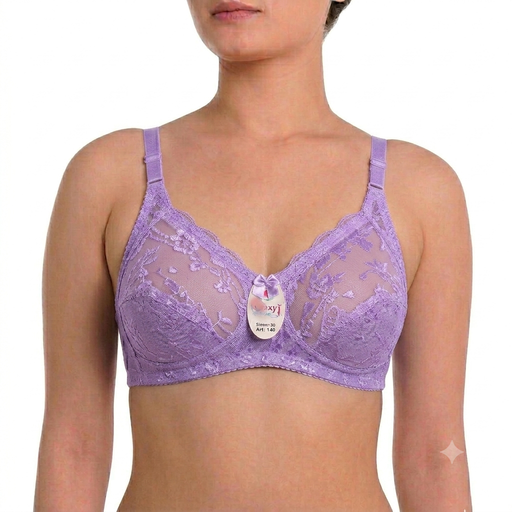 Cotton Jersey Fancy Net Bra | Soft Full Coverage Bra