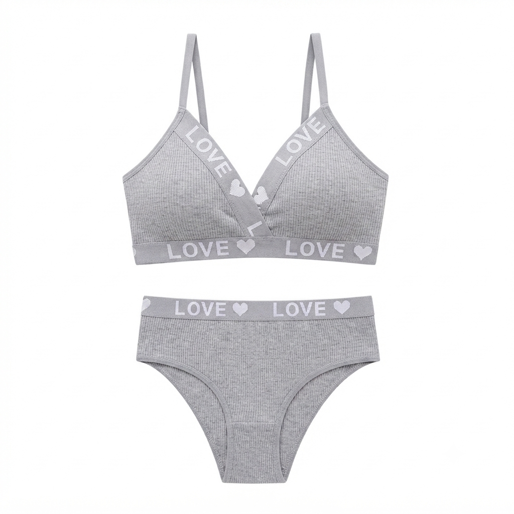 Love Bra & Panty Set | Soft Comfortable Matching Lingerie Set for Women