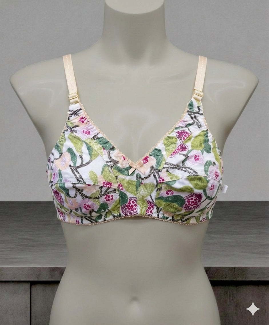 Pack of 5 Women’s Printed Cotton Bras | Breathable Everyday Comfort Bra | Soft Full Coverage Daily Wear Lingerie