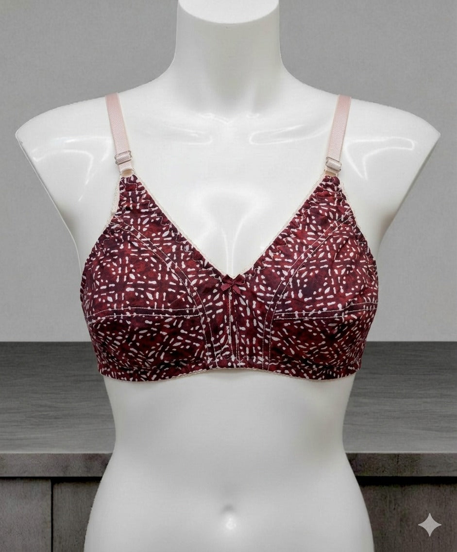 Pack of 5 Women’s Printed Cotton Bras | Breathable Everyday Comfort Bra | Soft Full Coverage Daily Wear Lingerie