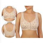 Front Open Button Bra in Cotton Jersey Stuff -Easy To Wear