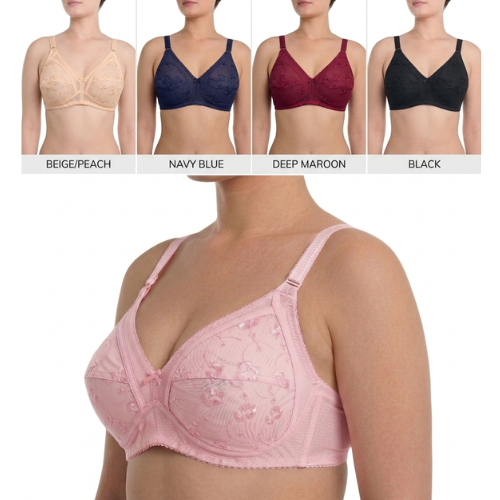 Pack of 3 Cotton Embroidered Bra – Soft, Stylish & Comfortable